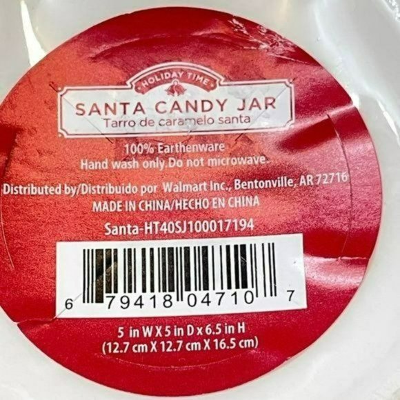 Holiday Time Ceramic Santa‎ Cookie Jar Christmas Holiday Decor 6.5in - Picture 4 of 8